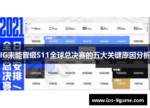 IG未能晋级S11全球总决赛的五大关键原因分析